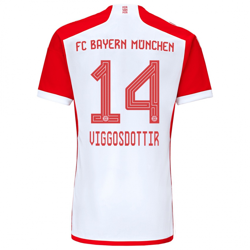 Niño Camiseta Glodis Perla Viggosdottir #14 Rojo Blanco 1ª Equipación 2023/24 La Camisa Perú