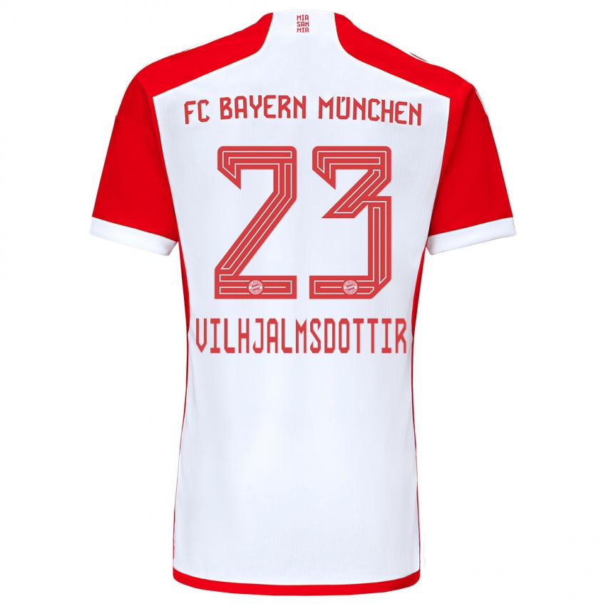 Niño Camiseta Karolina Lea Vilhjalmsdottir #23 Rojo Blanco 1ª Equipación 2023/24 La Camisa Perú