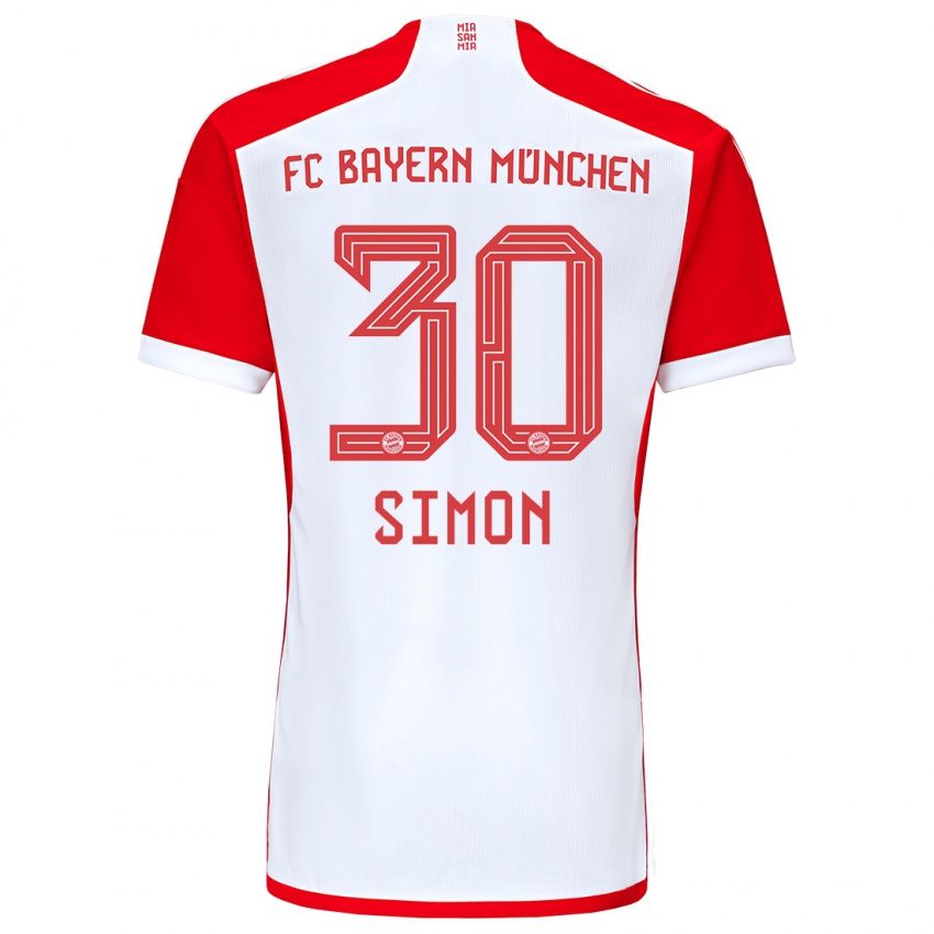 Niño Camiseta Carolin Simon #30 Rojo Blanco 1ª Equipación 2023/24 La Camisa Perú