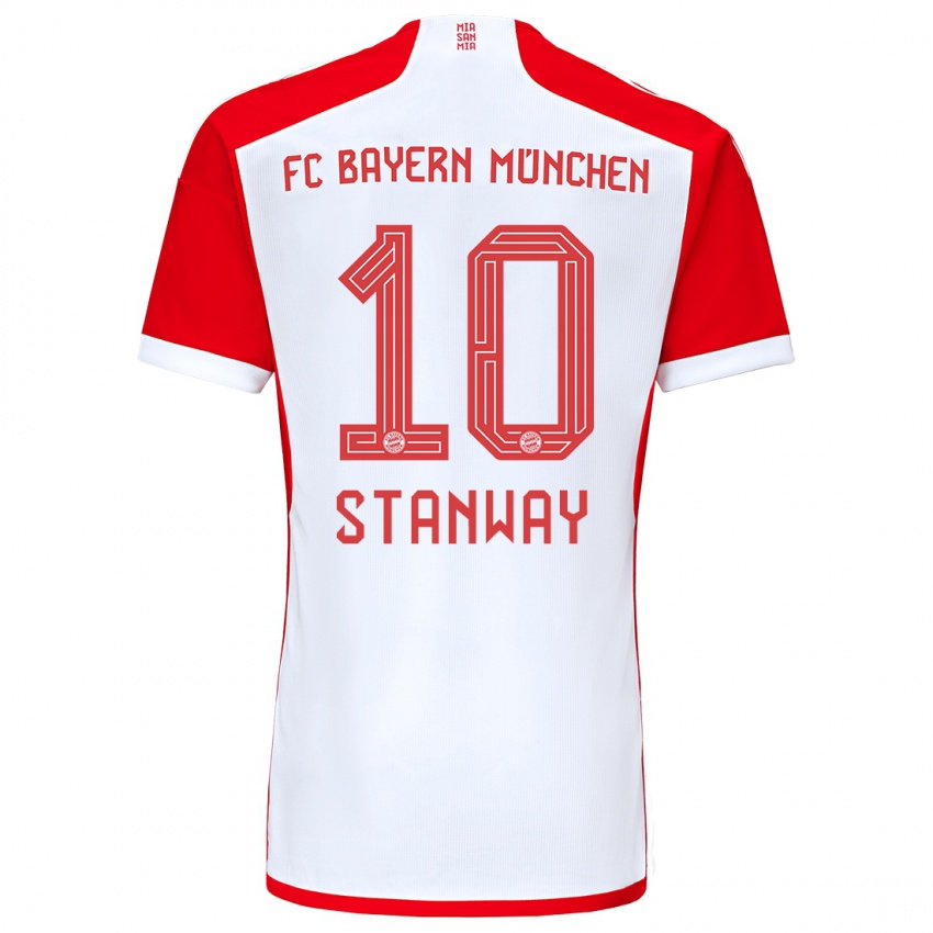 Niño Camiseta Georgia Stanway #10 Rojo Blanco 1ª Equipación 2023/24 La Camisa Perú