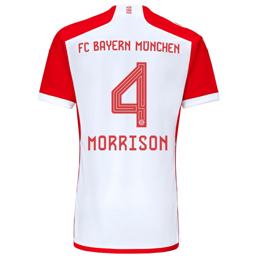 Niño Camiseta Liam Morrison #4 Rojo Blanco 1ª Equipación 2023/24 La Camisa Perú