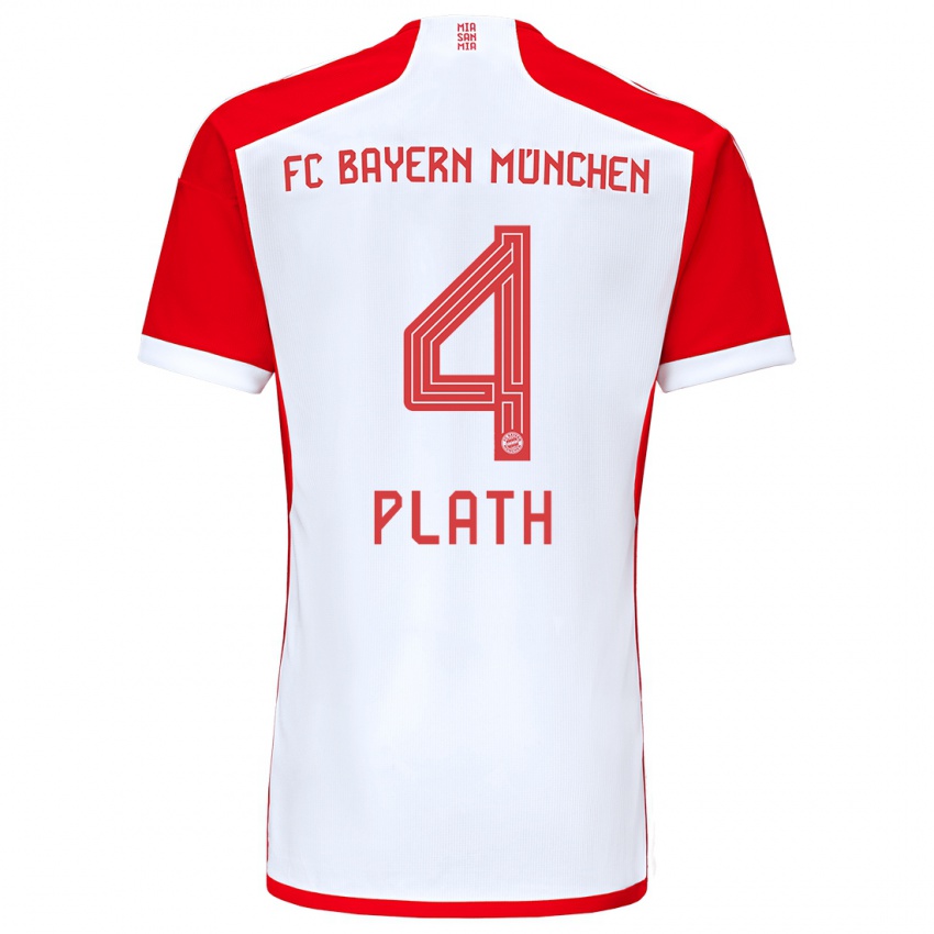 Niño Camiseta Max Plath #4 Rojo Blanco 1ª Equipación 2023/24 La Camisa Perú