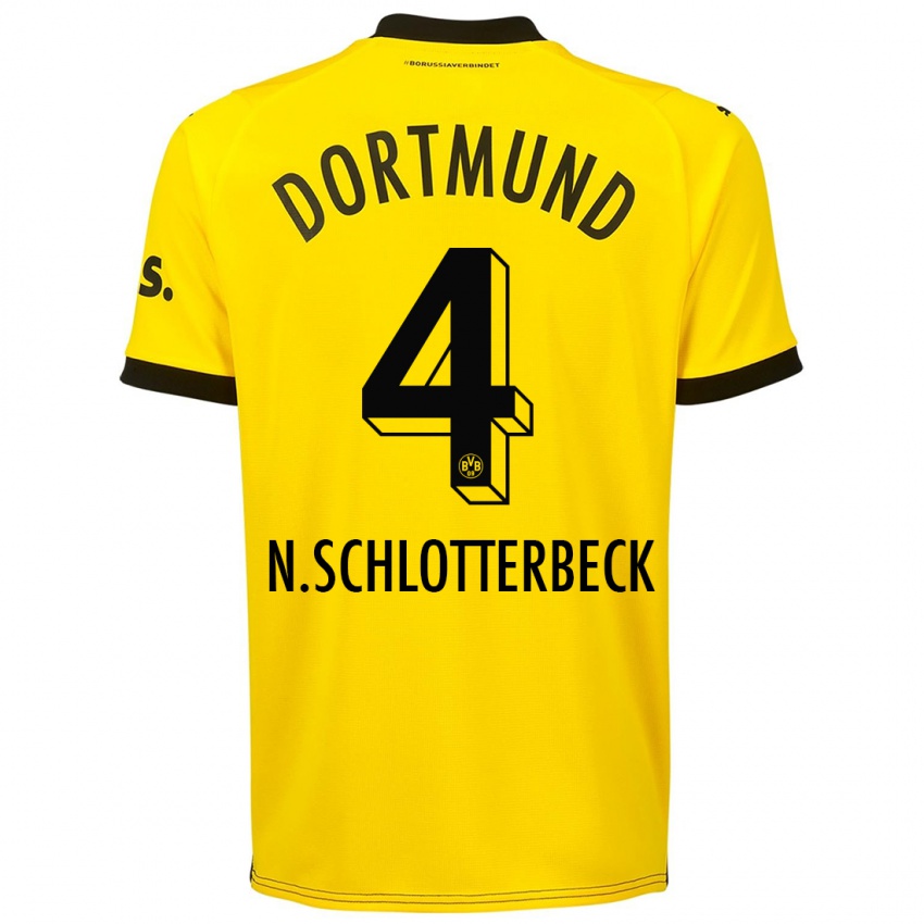 Niño Camiseta Nico Schlotterbeck #4 Amarillo 1ª Equipación 2023/24 La Camisa Perú