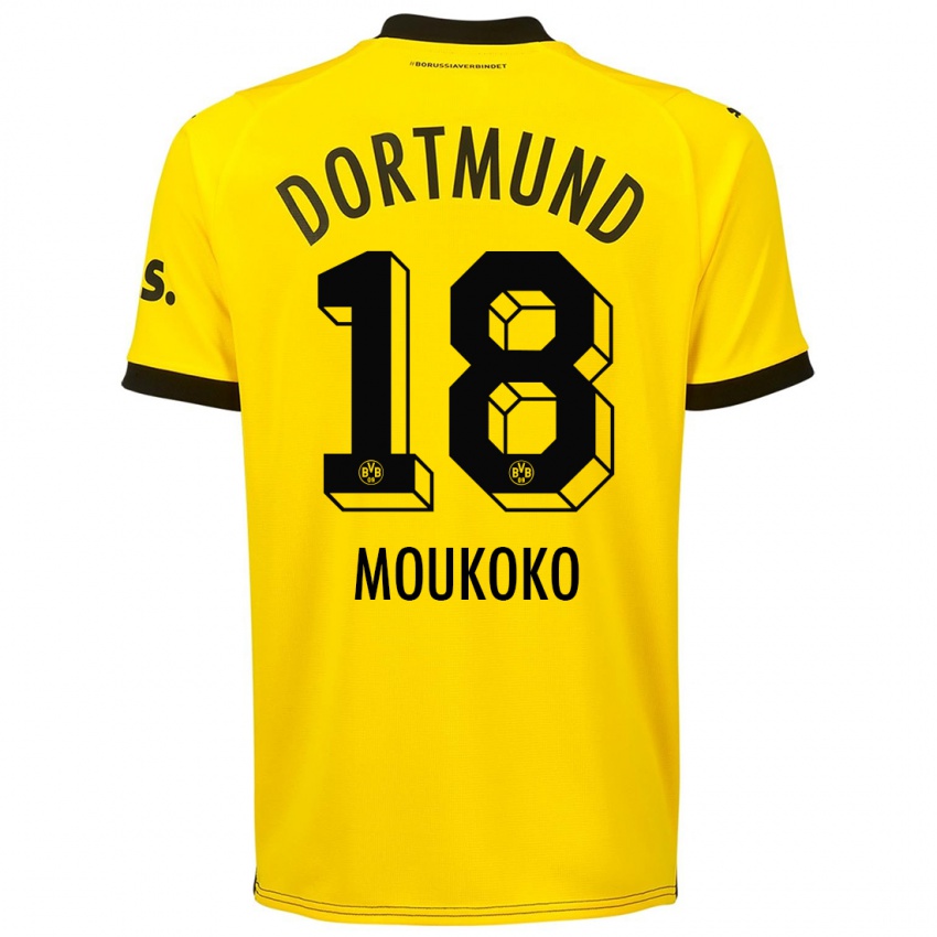 Niño Camiseta Youssoufa Moukoko #18 Amarillo 1ª Equipación 2023/24 La Camisa Perú