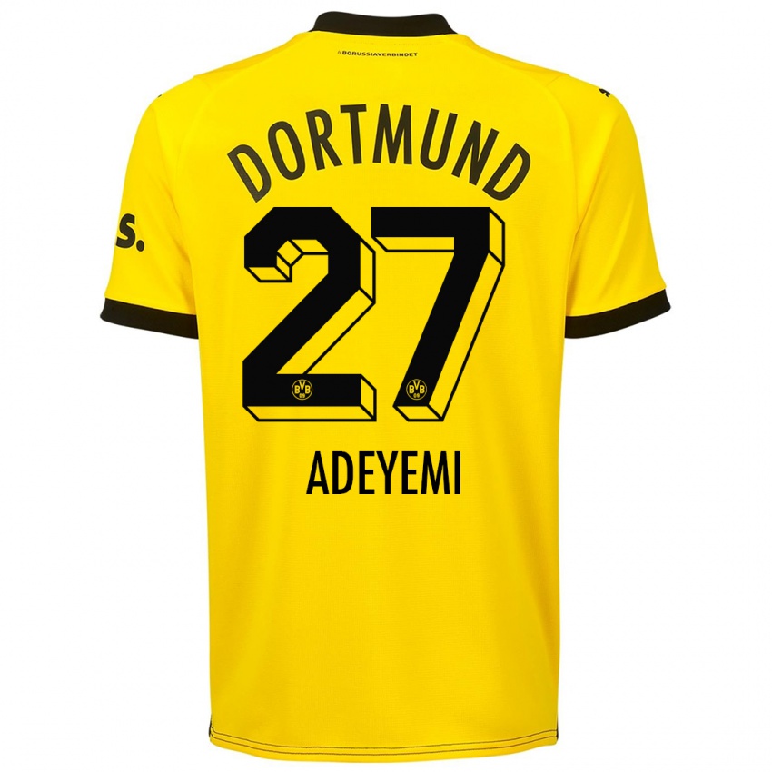 Niño Camiseta Karim Adeyemi #27 Amarillo 1ª Equipación 2023/24 La Camisa Perú