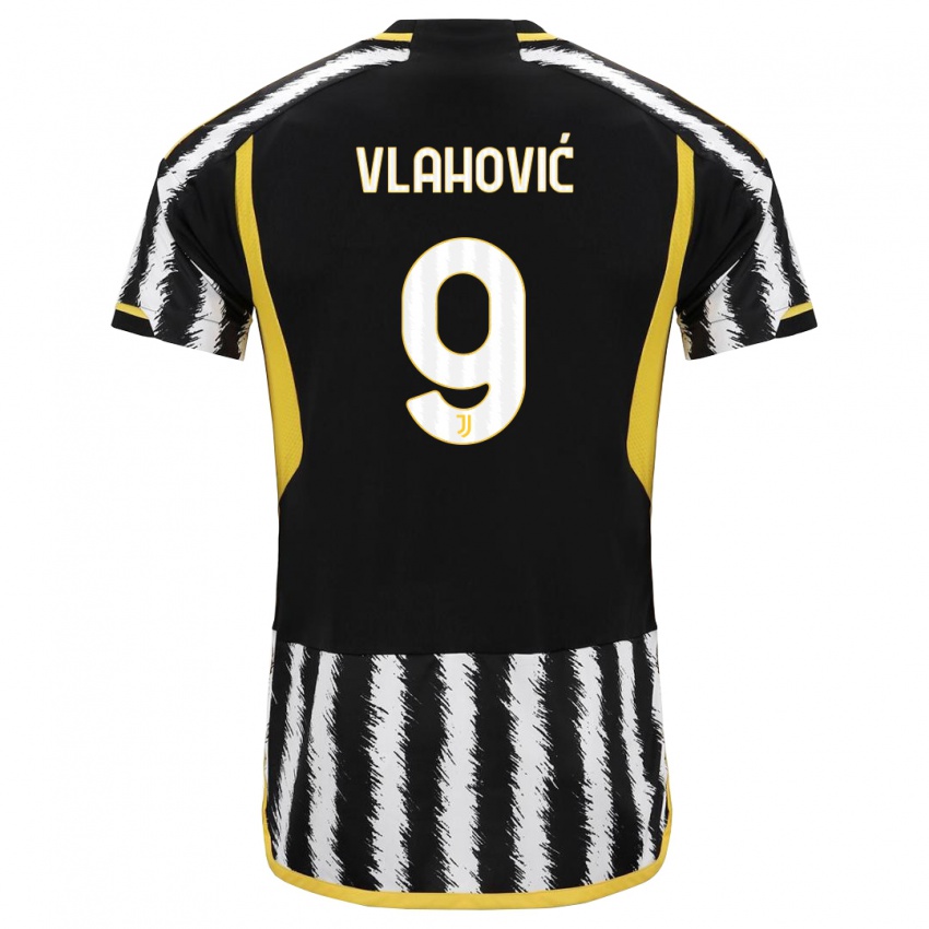 Niño Camiseta Dusan Vlahovic #9 Blanco Negro 1ª Equipación 2023/24 La Camisa Perú