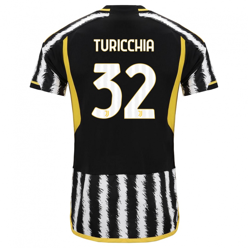 Niño Camiseta Riccardo Turicchia #32 Blanco Negro 1ª Equipación 2023/24 La Camisa Perú