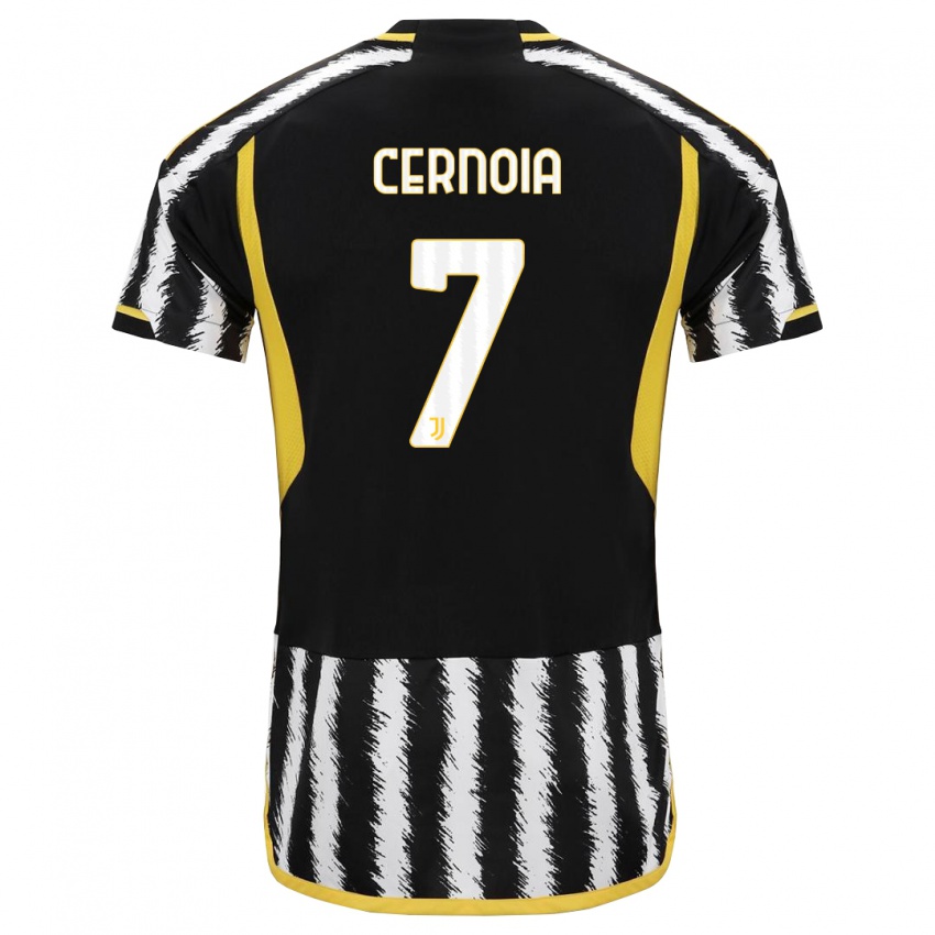 Niño Camiseta Valentina Cernoia #7 Blanco Negro 1ª Equipación 2023/24 La Camisa Perú