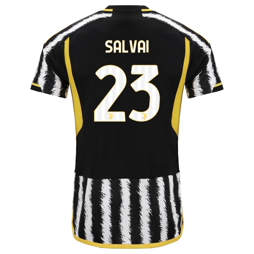 Niño Camiseta Cecilia Salvai #23 Blanco Negro 1ª Equipación 2023/24 La Camisa Perú