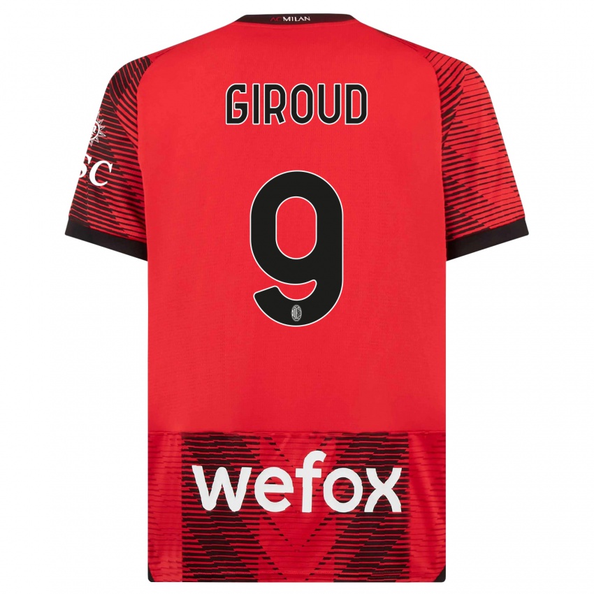 Niño Camiseta Olivier Giroud #9 Negro Rojo 1ª Equipación 2023/24 La Camisa Perú