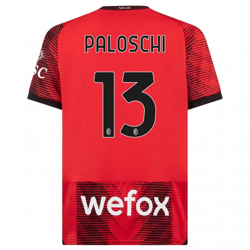 Niño Camiseta Dorian Paloschi #13 Negro Rojo 1ª Equipación 2023/24 La Camisa Perú