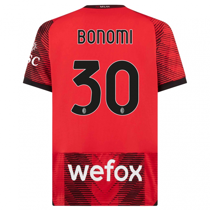 Niño Camiseta Alessandro Bonomi #30 Negro Rojo 1ª Equipación 2023/24 La Camisa Perú