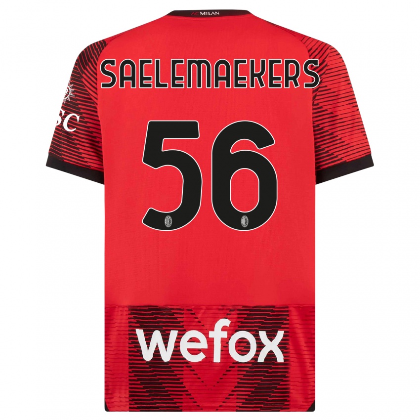 Niño Camiseta Alexis Saelemaekers #56 Negro Rojo 1ª Equipación 2023/24 La Camisa Perú