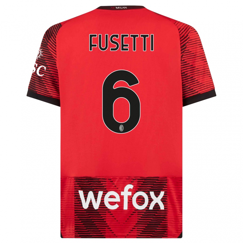 Niño Camiseta Laura Fusetti #6 Negro Rojo 1ª Equipación 2023/24 La Camisa Perú