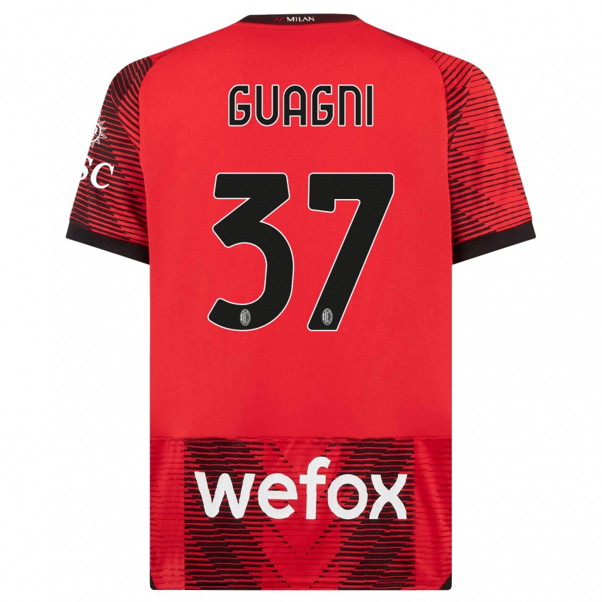 Niño Camiseta Alia Guagni #37 Negro Rojo 1ª Equipación 2023/24 La Camisa Perú