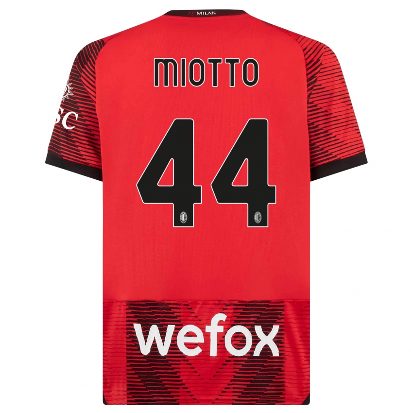 Niño Camiseta Giorgia Miotto #44 Negro Rojo 1ª Equipación 2023/24 La Camisa Perú