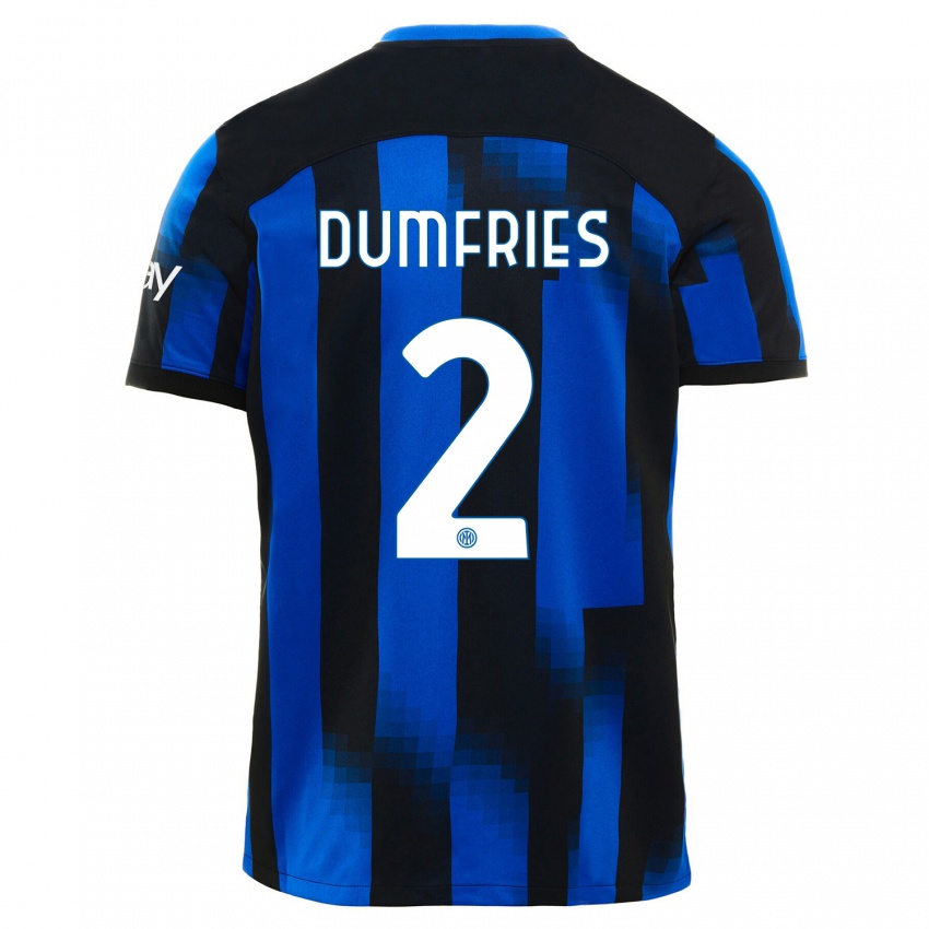 Niño Camiseta Denzel Dumfries #2 Azul Negro 1ª Equipación 2023/24 La Camisa Perú