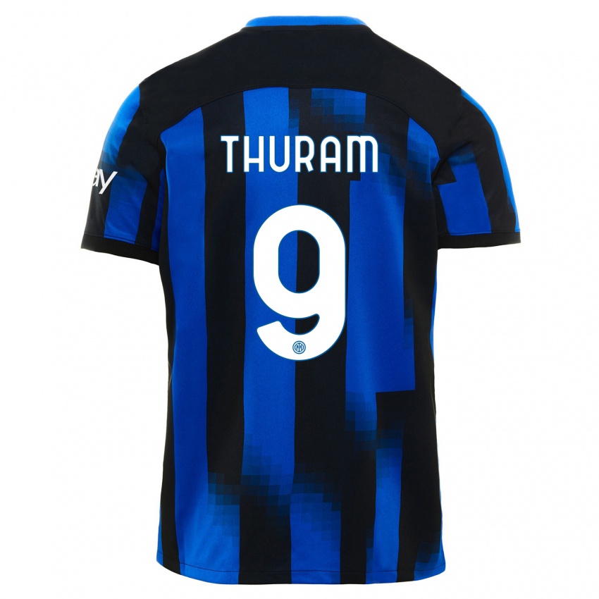 Niño Camiseta Marcus Thuram #9 Azul Negro 1ª Equipación 2023/24 La Camisa Perú