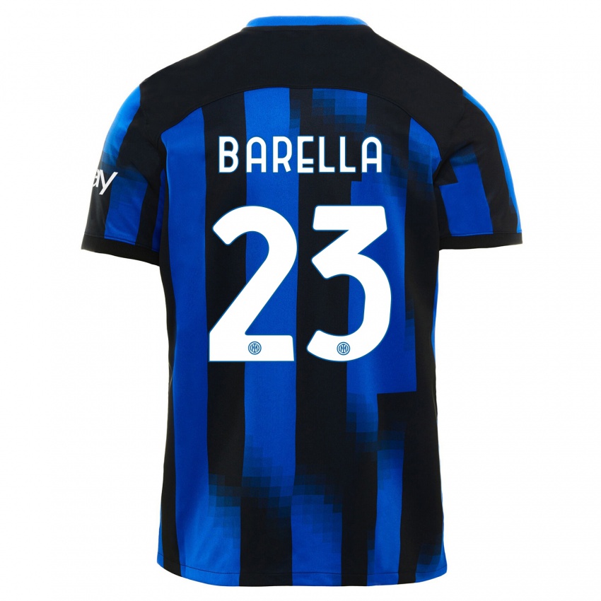 Niño Camiseta Nicolo Barella #23 Azul Negro 1ª Equipación 2023/24 La Camisa Perú