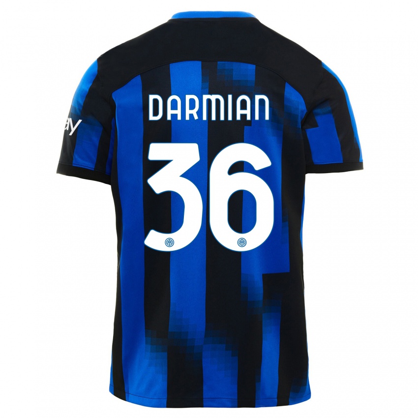 Niño Camiseta Matteo Darmian #36 Azul Negro 1ª Equipación 2023/24 La Camisa Perú