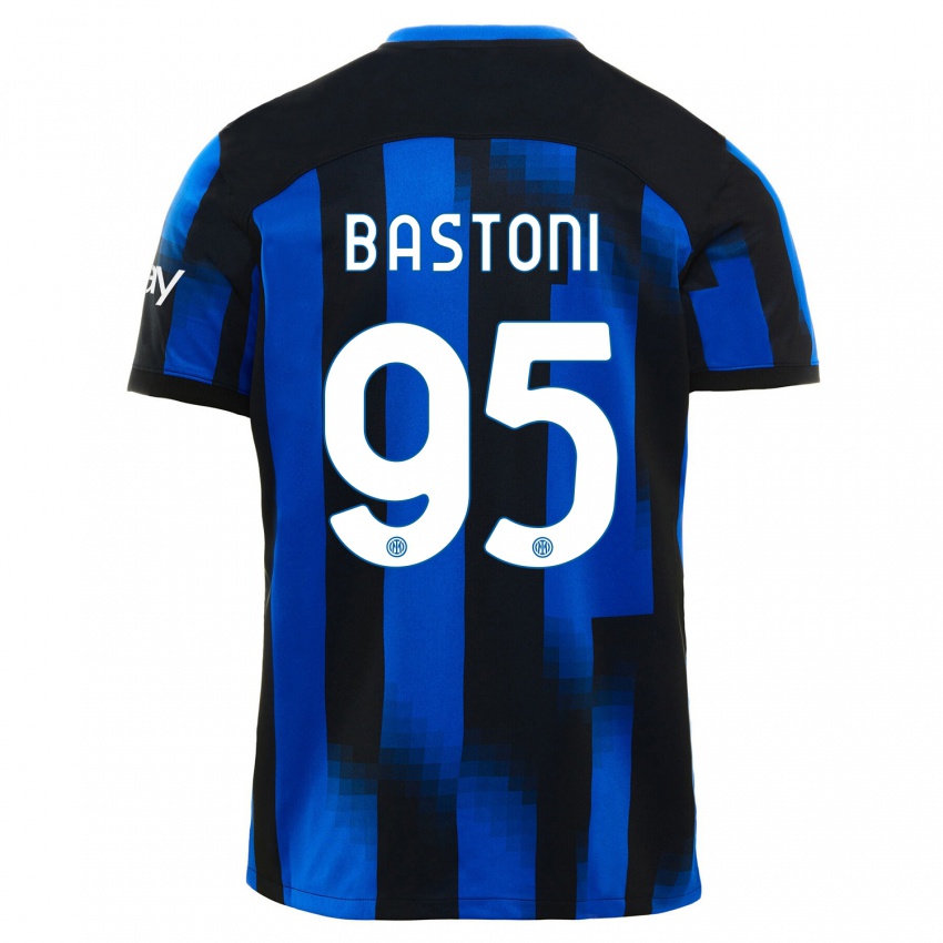 Niño Camiseta Alessandro Bastoni #95 Azul Negro 1ª Equipación 2023/24 La Camisa Perú