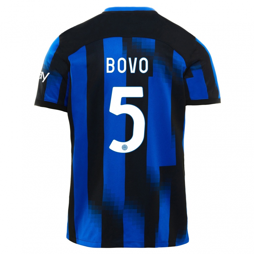 Niño Camiseta Leonardo Bovo #5 Azul Negro 1ª Equipación 2023/24 La Camisa Perú