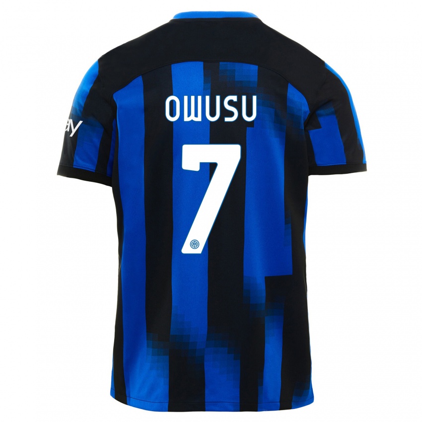 Niño Camiseta Enoch Owusu #7 Azul Negro 1ª Equipación 2023/24 La Camisa Perú