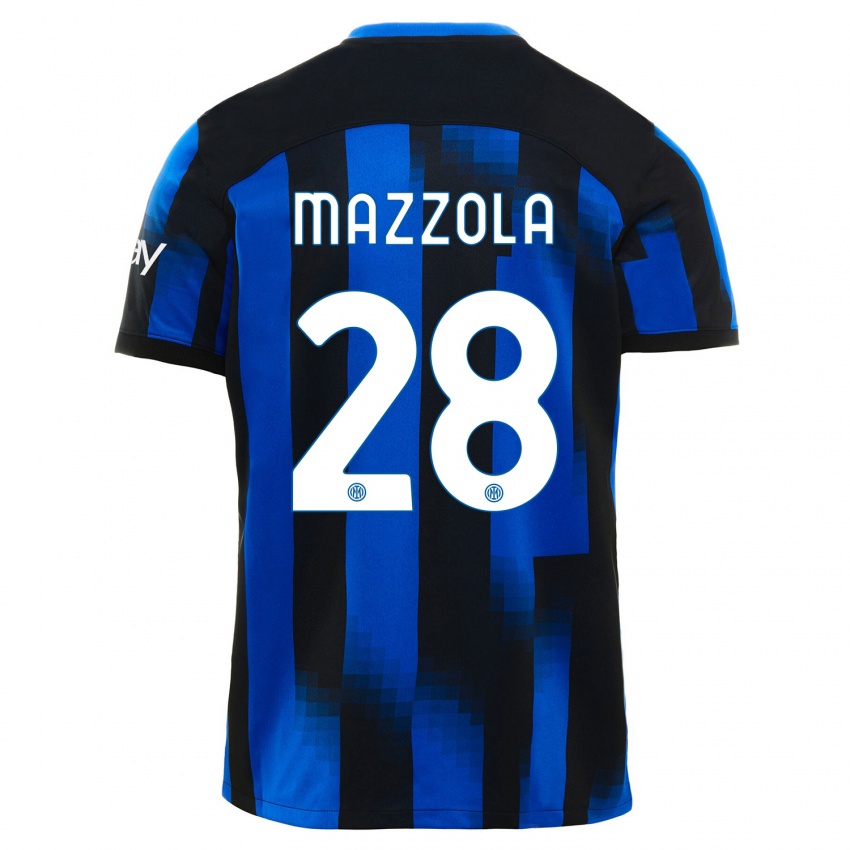 Niño Camiseta Giuseppe Mazzola #28 Azul Negro 1ª Equipación 2023/24 La Camisa Perú