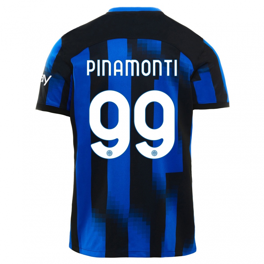 Niño Camiseta Andrea Pinamonti #99 Azul Negro 1ª Equipación 2023/24 La Camisa Perú