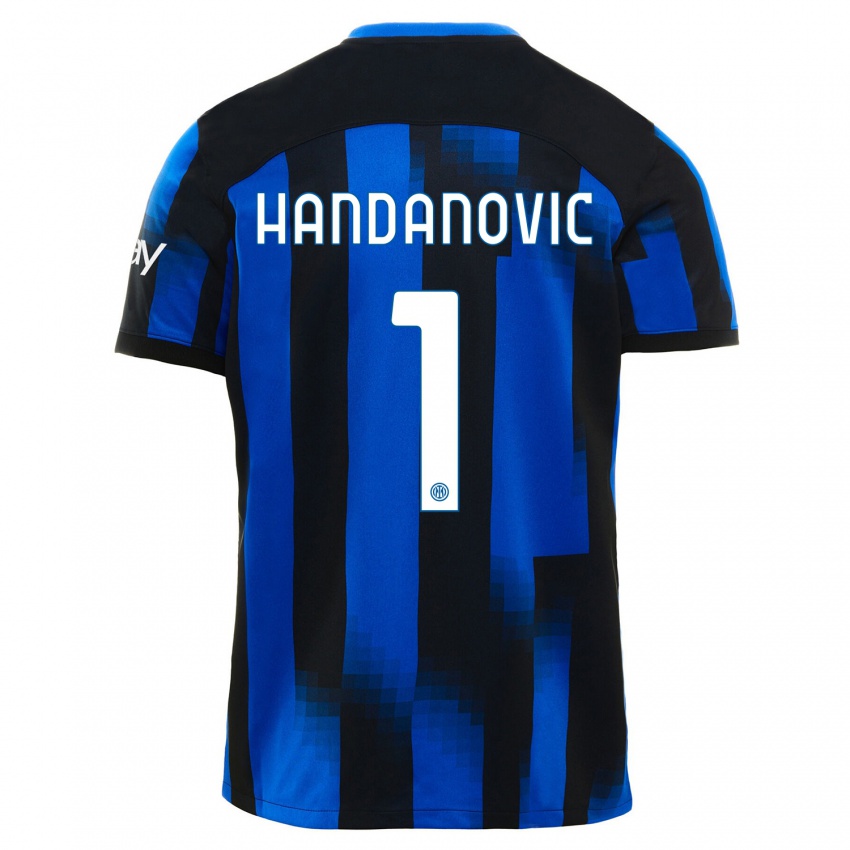 Niño Camiseta Samir Handanovic #1 Azul Negro 1ª Equipación 2023/24 La Camisa Perú