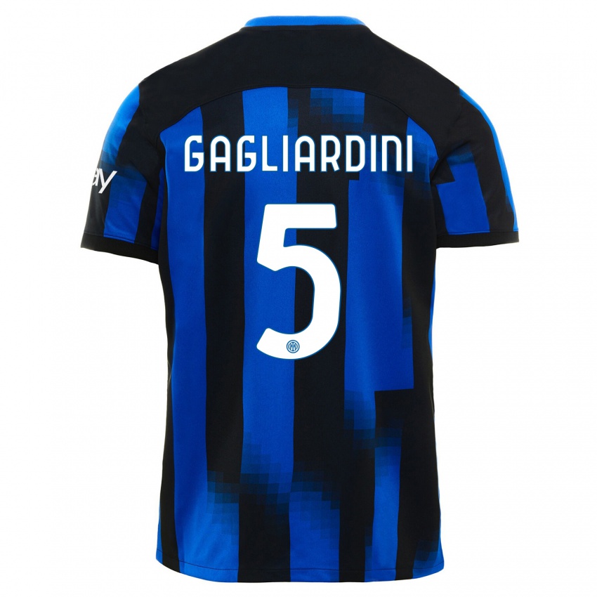 Niño Camiseta Roberto Gagliardini #5 Azul Negro 1ª Equipación 2023/24 La Camisa Perú