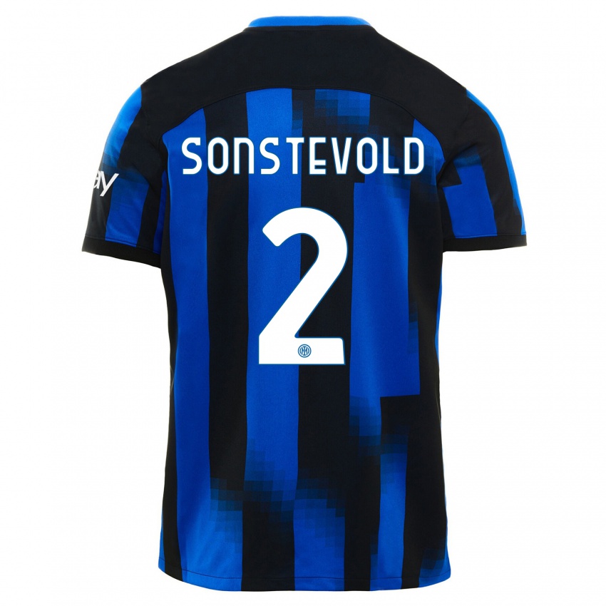 Niño Camiseta Anja Sonstevold #2 Azul Negro 1ª Equipación 2023/24 La Camisa Perú