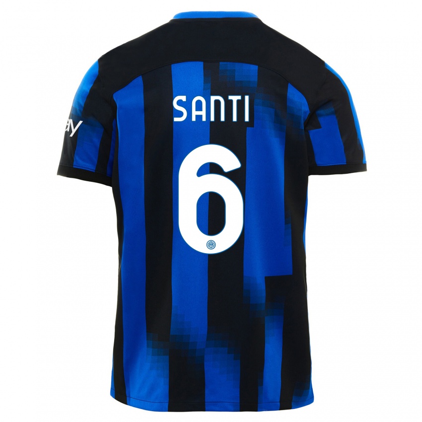 Niño Camiseta Irene Santi #6 Azul Negro 1ª Equipación 2023/24 La Camisa Perú