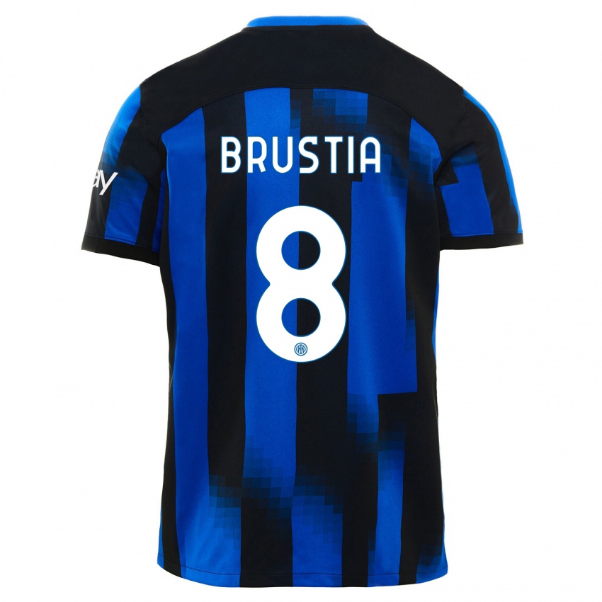 Niño Camiseta Martina Brustia #8 Azul Negro 1ª Equipación 2023/24 La Camisa Perú