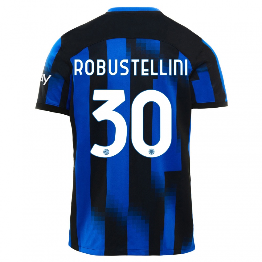 Niño Camiseta Chiara Robustellini #30 Azul Negro 1ª Equipación 2023/24 La Camisa Perú