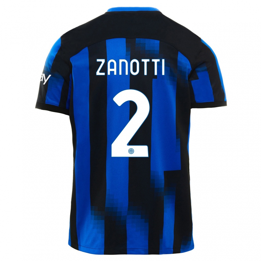 Niño Camiseta Mattia Zanotti #2 Azul Negro 1ª Equipación 2023/24 La Camisa Perú