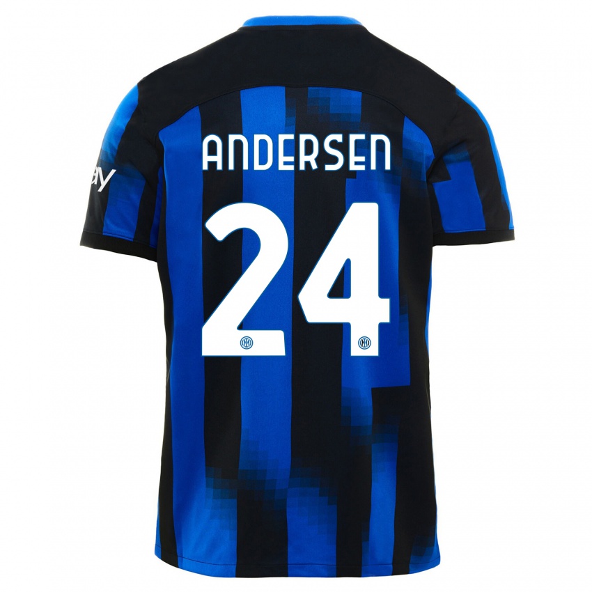 Niño Camiseta Silas Andersen #24 Azul Negro 1ª Equipación 2023/24 La Camisa Perú