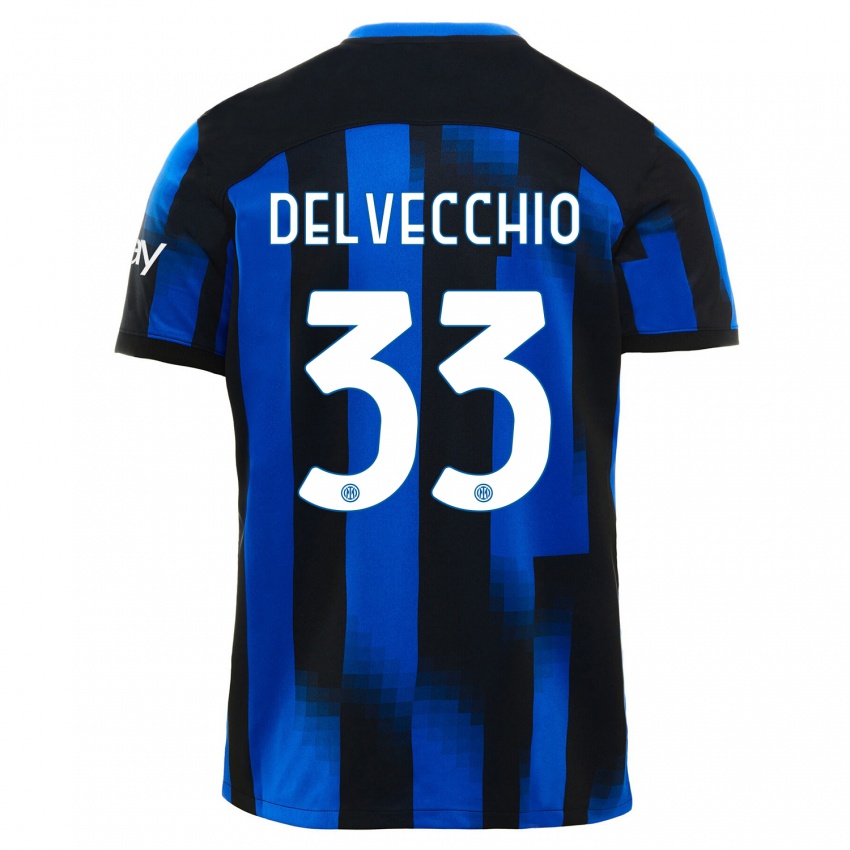 Niño Camiseta Gabriele Delvecchio #33 Azul Negro 1ª Equipación 2023/24 La Camisa Perú