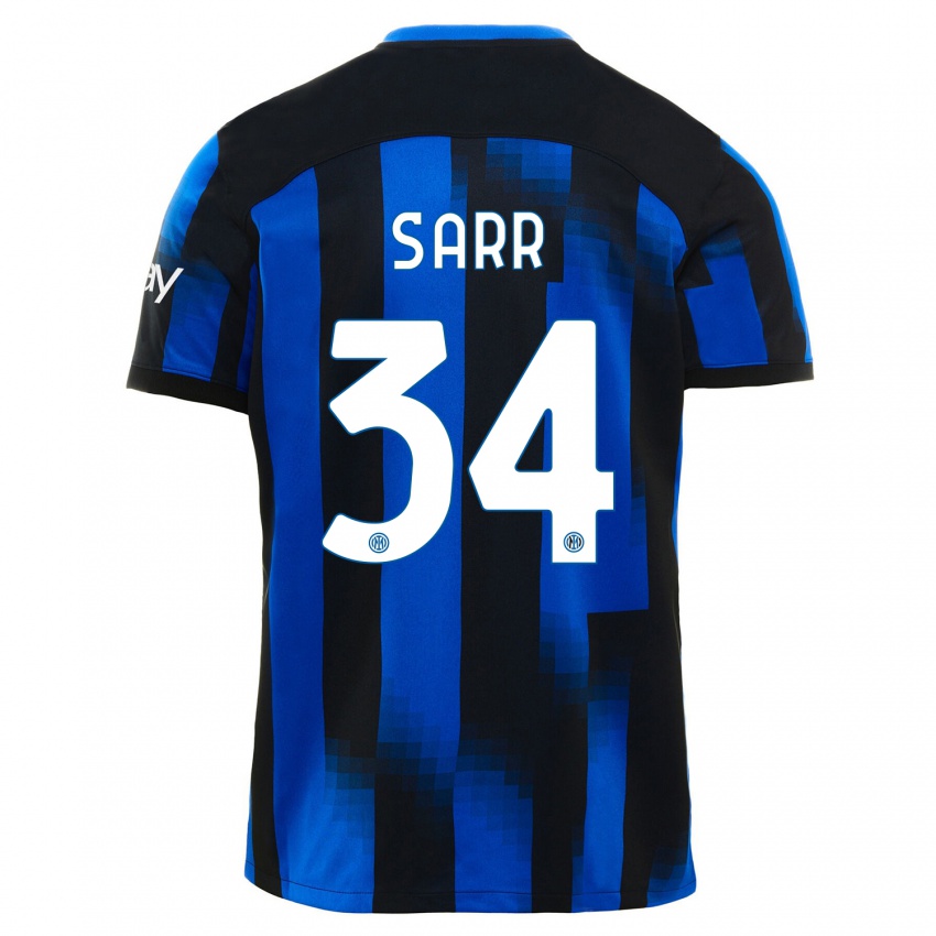 Niño Camiseta Amadou Sarr #34 Azul Negro 1ª Equipación 2023/24 La Camisa Perú