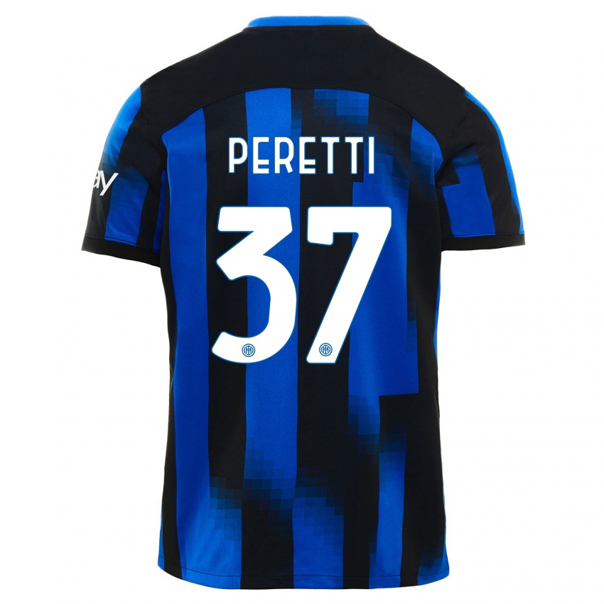 Niño Camiseta Lorenzo Peretti #37 Azul Negro 1ª Equipación 2023/24 La Camisa Perú