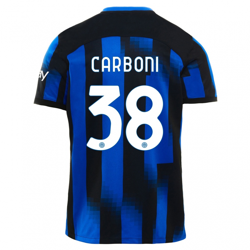 Niño Camiseta Valentin Carboni #38 Azul Negro 1ª Equipación 2023/24 La Camisa Perú