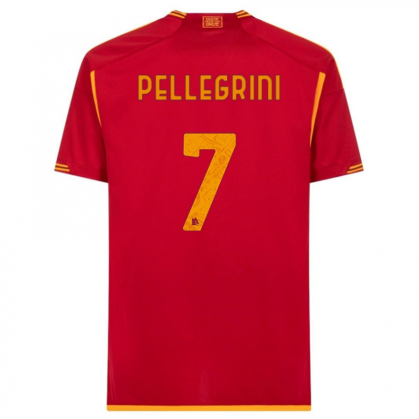 Niño Camiseta Lorenzo Pellegrini #7 Rojo 1ª Equipación 2023/24 La Camisa Perú