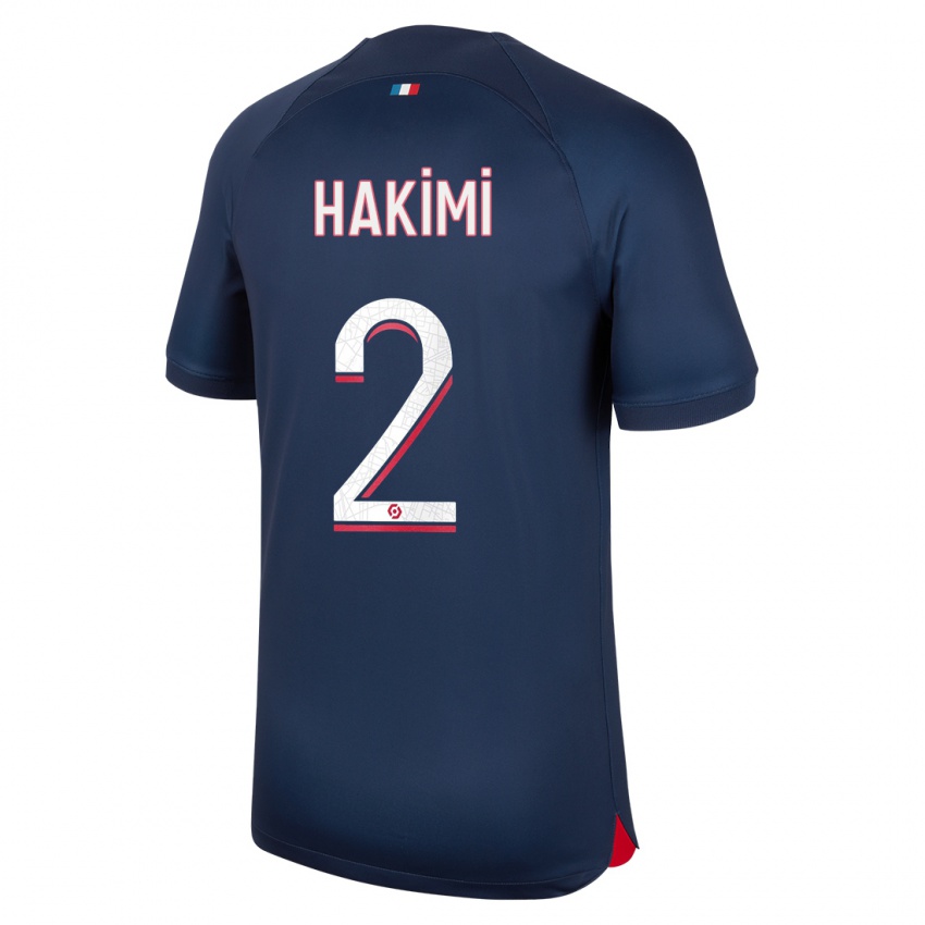 Niño Camiseta Achraf Hakimi #2 Azul Rojo 1ª Equipación 2023/24 La Camisa Perú