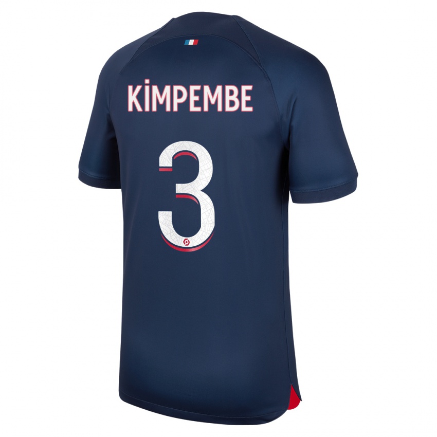 Niño Camiseta Presnel Kimpembe #3 Azul Rojo 1ª Equipación 2023/24 La Camisa Perú