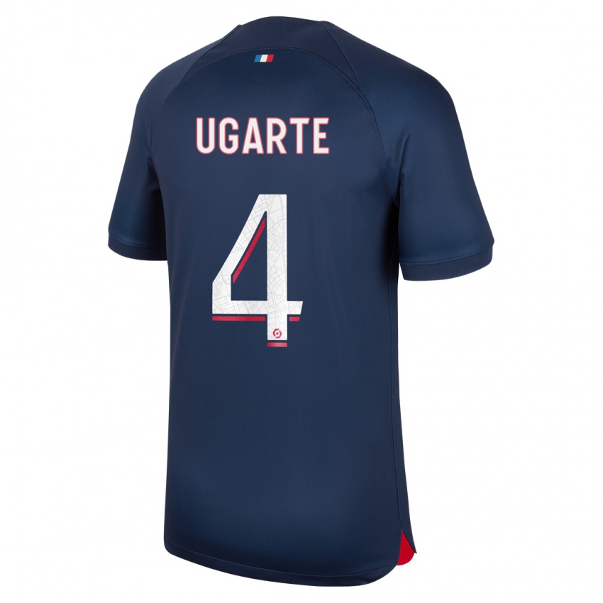 Niño Camiseta Manuel Ugarte #4 Azul Rojo 1ª Equipación 2023/24 La Camisa Perú