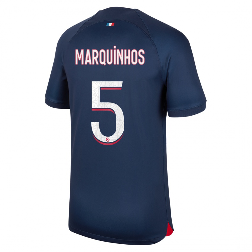 Niño Camiseta Marquinhos #5 Azul Rojo 1ª Equipación 2023/24 La Camisa Perú