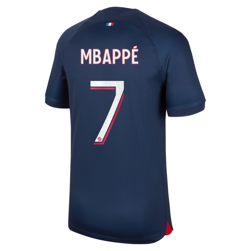 Niño Camiseta Kylian Mbappe #7 Azul Rojo 1ª Equipación 2023/24 La Camisa Perú