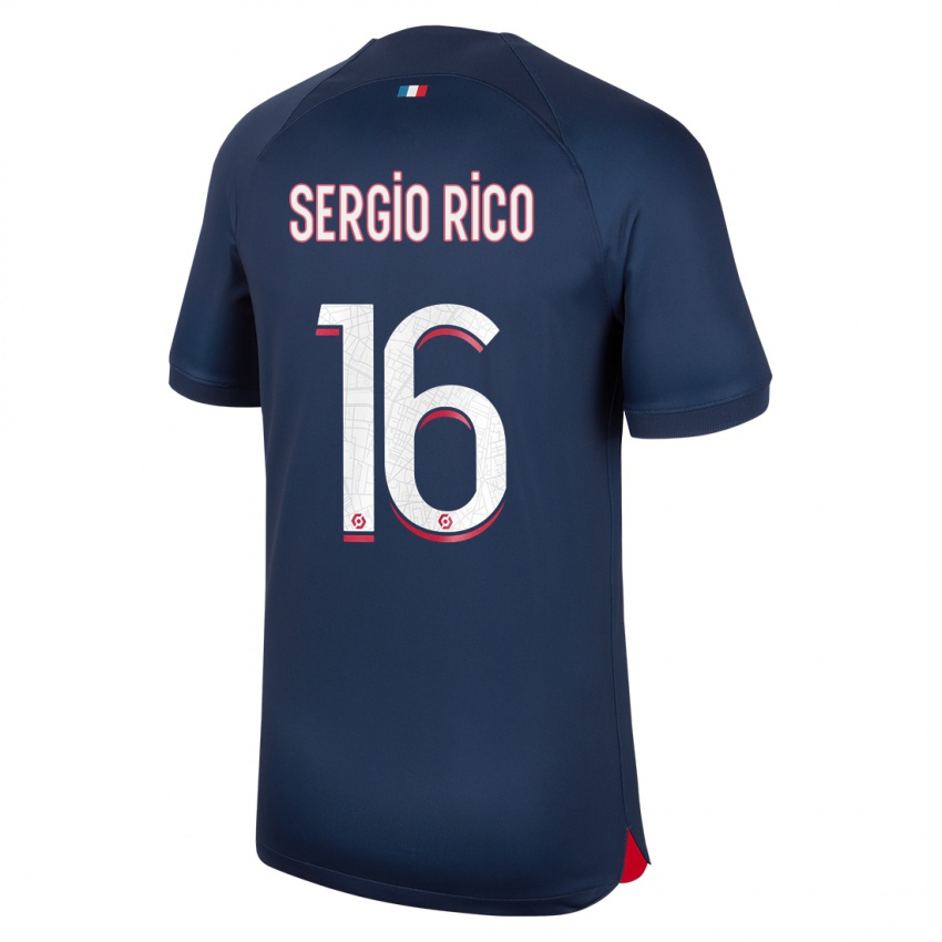 Niño Camiseta Sergio Rico #16 Azul Rojo 1ª Equipación 2023/24 La Camisa Perú