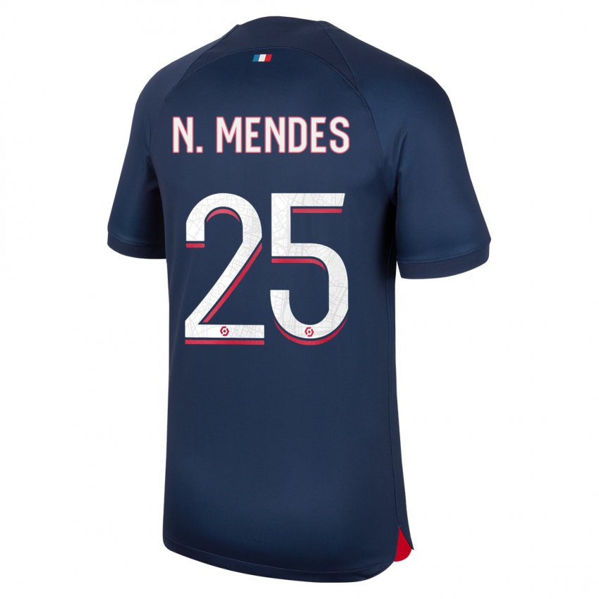 Niño Camiseta Nuno Mendes #25 Azul Rojo 1ª Equipación 2023/24 La Camisa Perú