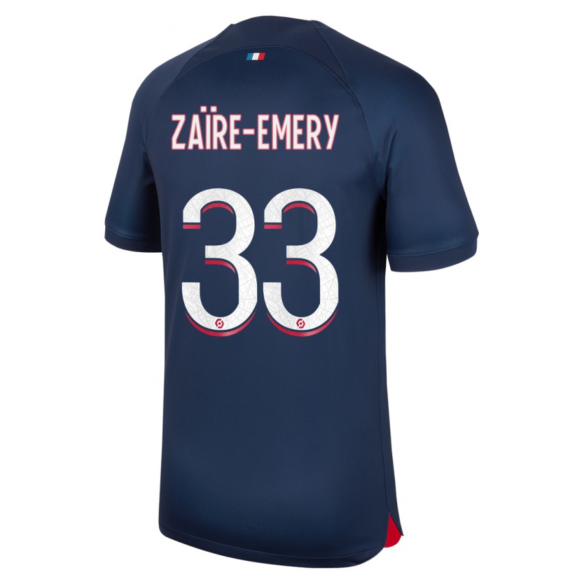 Niño Camiseta Warren Zaire Emery #33 Azul Rojo 1ª Equipación 2023/24 La Camisa Perú